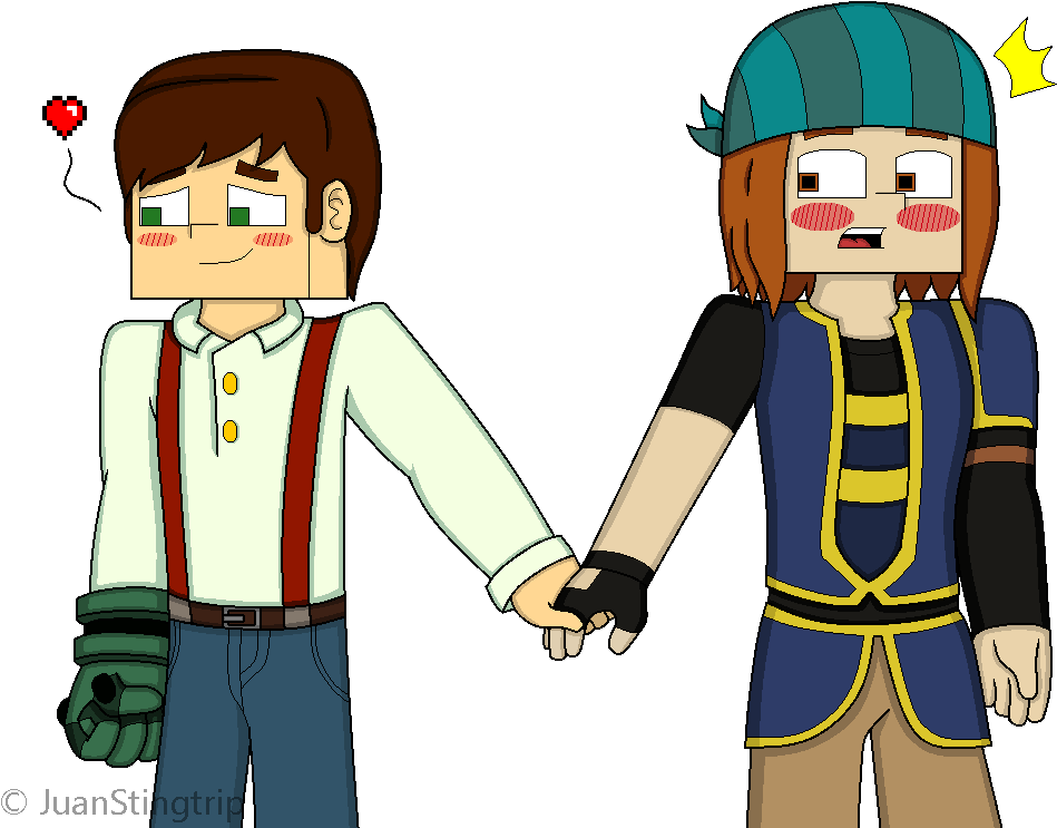 Holding Hands By Juanstingtrip - Minecraft: Story Mode (1024x779)