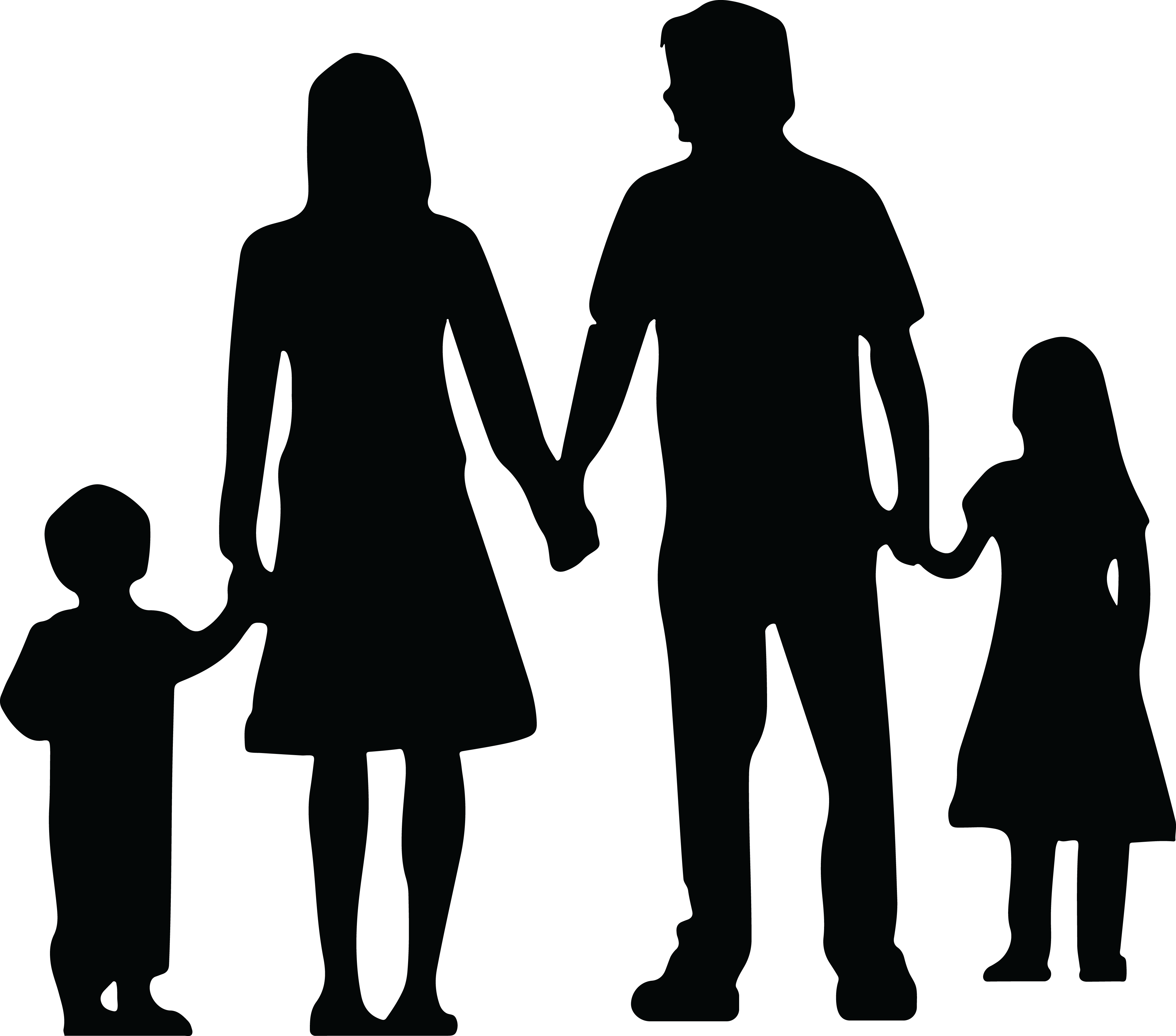 Free Clipart Of A Silhouetted Family Holding Hands - Family Holding Hands Clipart (4000x3526)