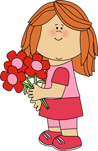 Flower Girl Clipart - Girl With Flowers Clip Art (327x500)