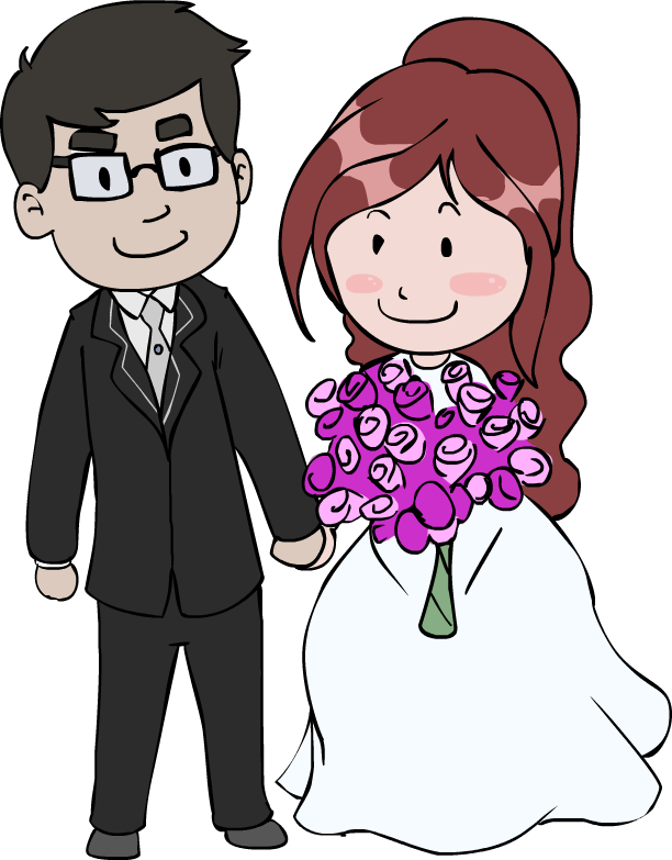 Cartoon Pictures Of Wedding Couples - Wedding Couple Cartoon Png (612x783)