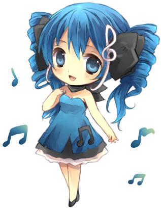 Anime Girl With Light Blue Hair And A Knife - Blue Haired Anime Chibi (351x442)