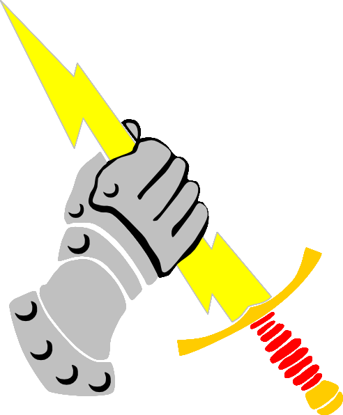 Hand Holding Lightning Sword Clip Art At Clipart - Hand Holding Sword Clipart (492x596)