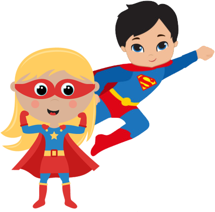 Superhero Party - Superhero Boy And Girl Clipart (432x432)