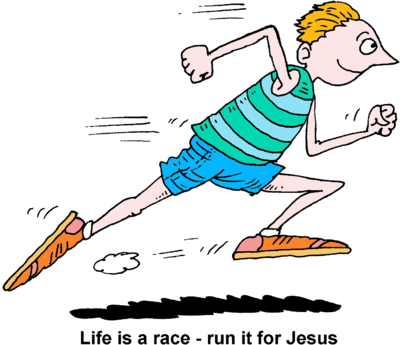 Peachy Design Ideas Running Clipart Image Man Life - Run The Race For Jesus (400x345)