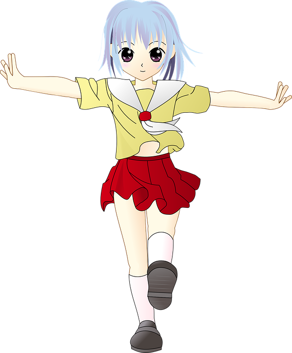Manga Females Cliparts 13, - Anime Girl Png Gif (596x720)