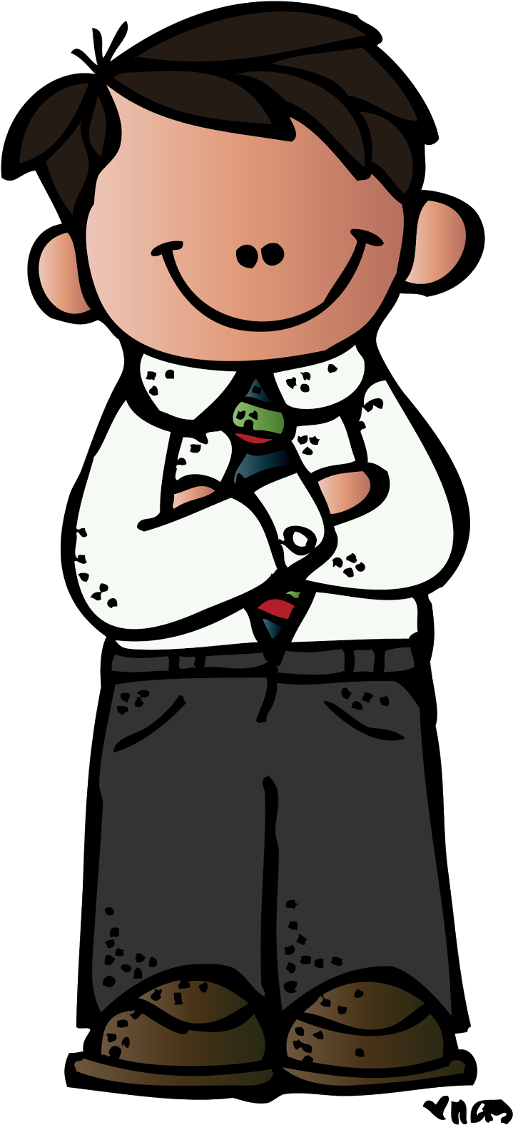 Folded Arms And Hands Clipart - Melonheadz Dad Clipart (733x1600)