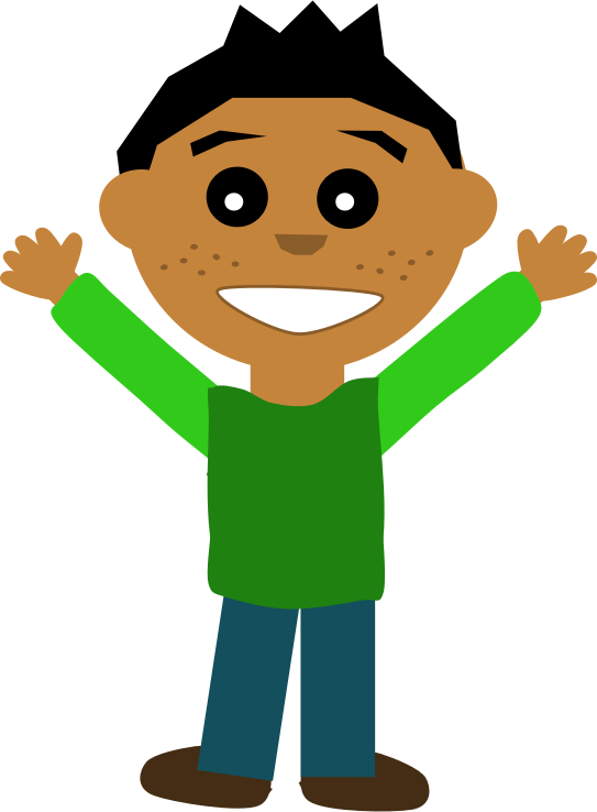 Boy With Hand Up Clipart - Happy Guy Clipart (543x738)