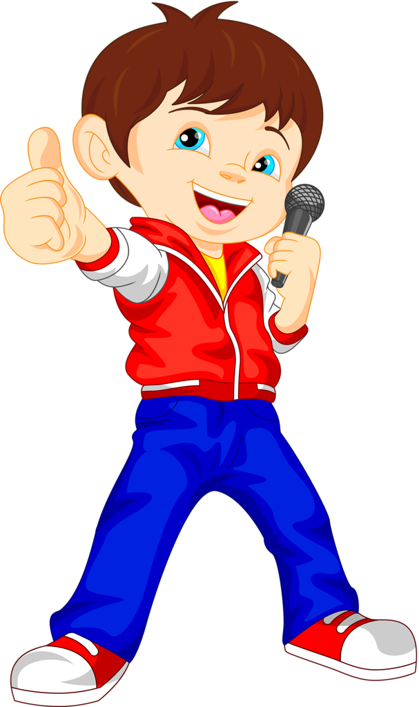 Dança * Música - Boy With Microphone Cartoon (607x1024)