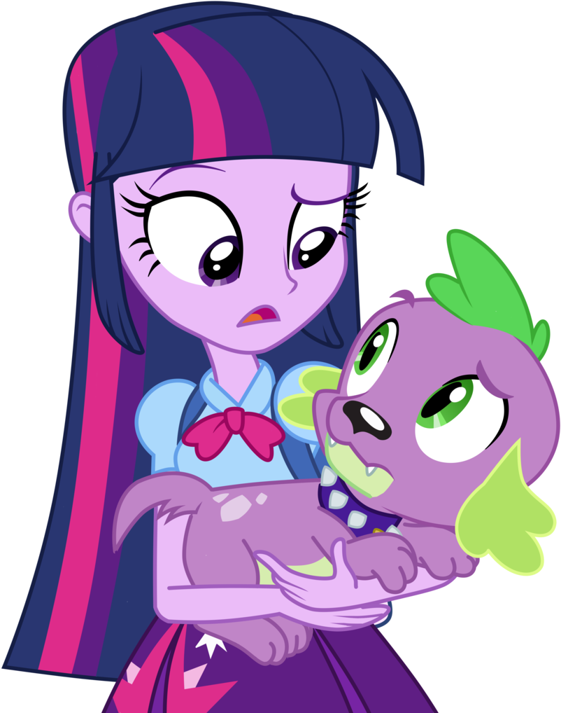 Poniacz-internetuff, Backpack, Clothes, Dog, Duo - Twilight Sparkle And Spike Equestria Girls (834x1024)