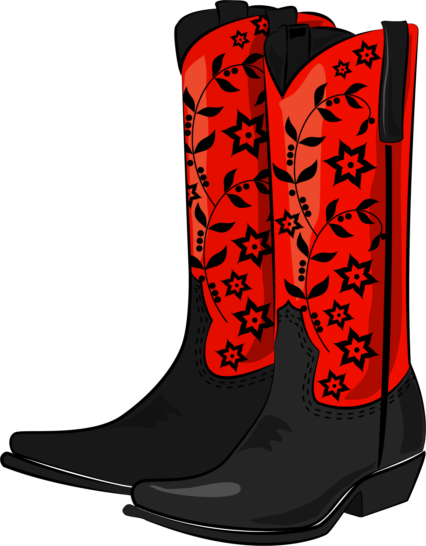 Cowboy Boot High Heeled Footwear Clip Art - Cowboy Boot High Heeled Footwear Clip Art (1360x1743)