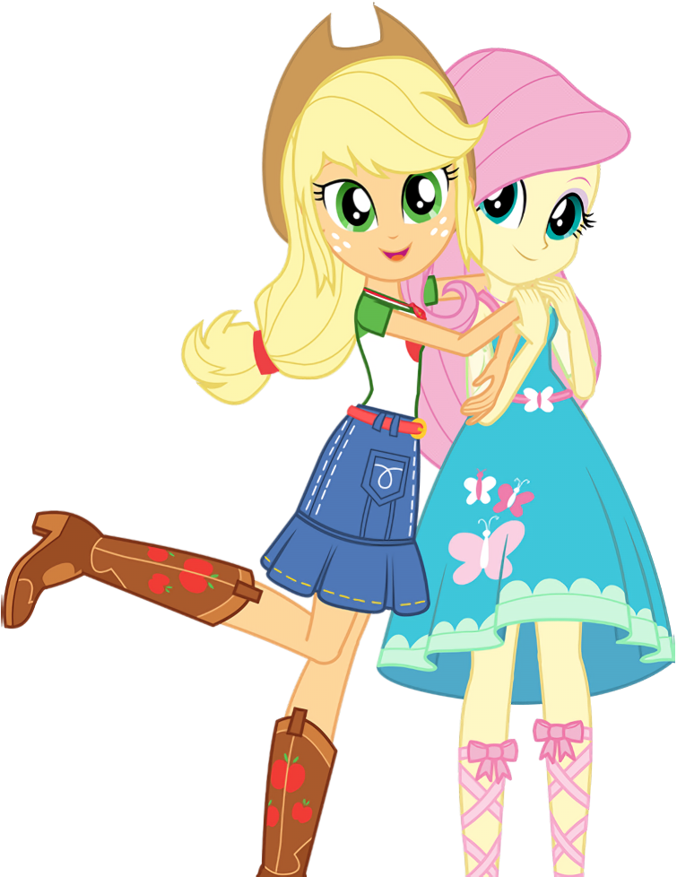 Applejack, Clothes, Equestria Girls, Fluttershy, Official, - Equestria Girls Better Together Fluttershy And Applejack (776x986)
