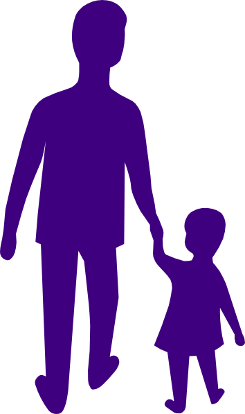 Purple Adult Child Holding Hands Clip Art - Kid And Adult Holding Hands (354x597)