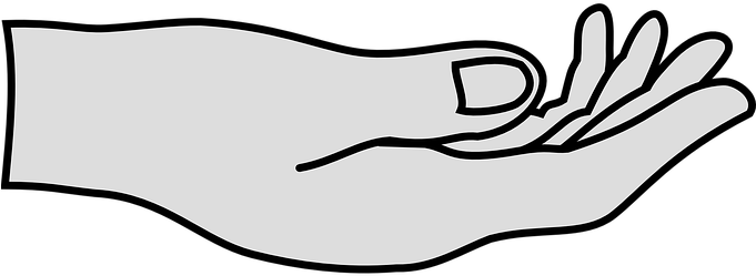 Hand Help Helping Offer Outstretch Palm Ge - Line Art (680x340)