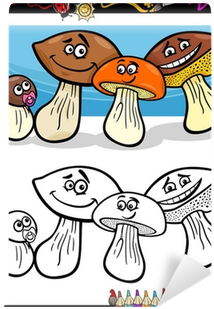 Cartoon Mushrooms For Coloring Book Wall Mural • Pixers® - Coloring Book (400x400)