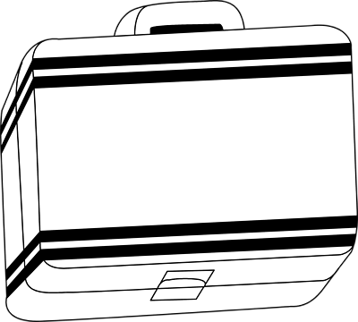 Lunch Box Clipart Black And White - Black And White Lunch Box (400x360)