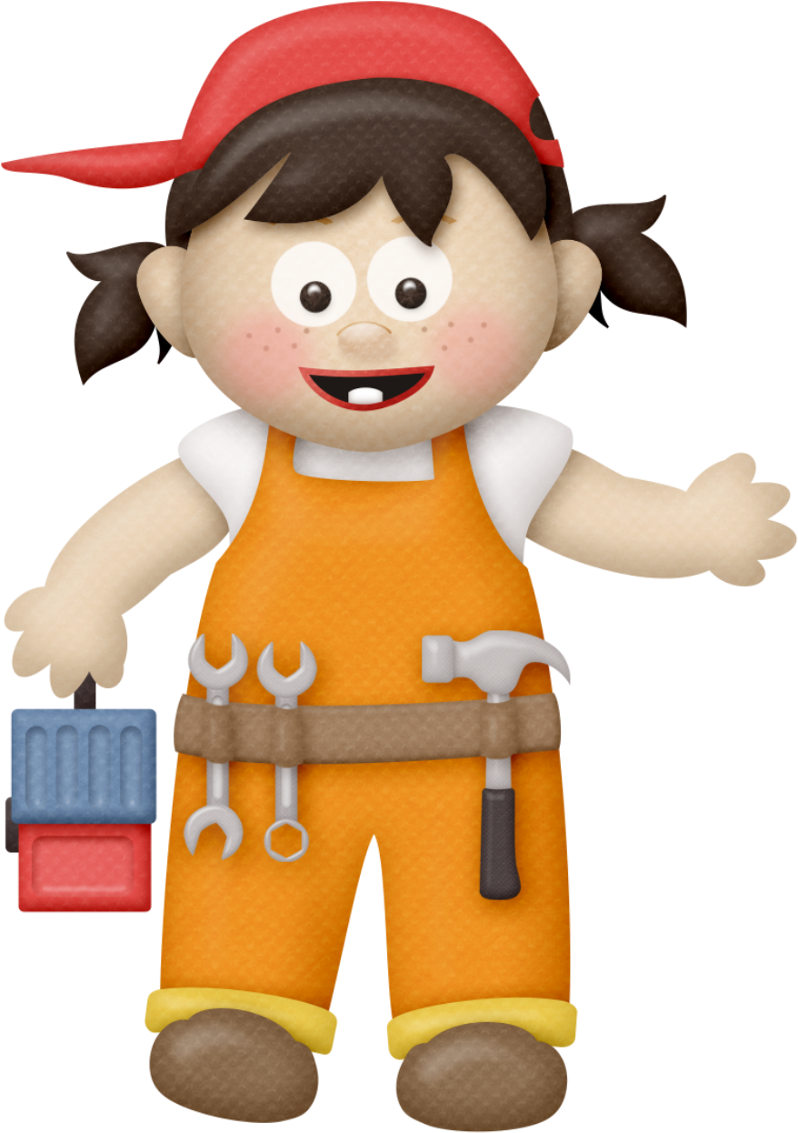 Image Petite Fille, Fille Garçon, Petites Filles, Ouvrier - Girl Construction Worker Clipart (898x1280)