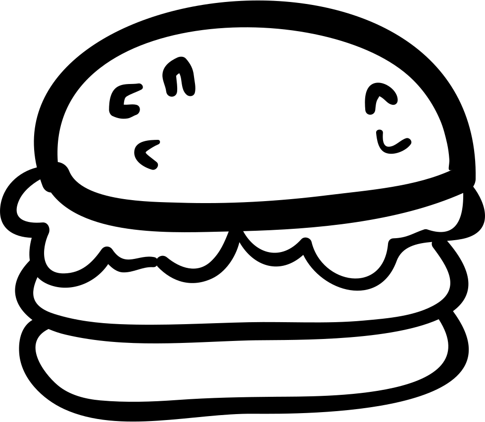Hand-drawn Burger Comments - Burger Icon Black And White Png (980x854)