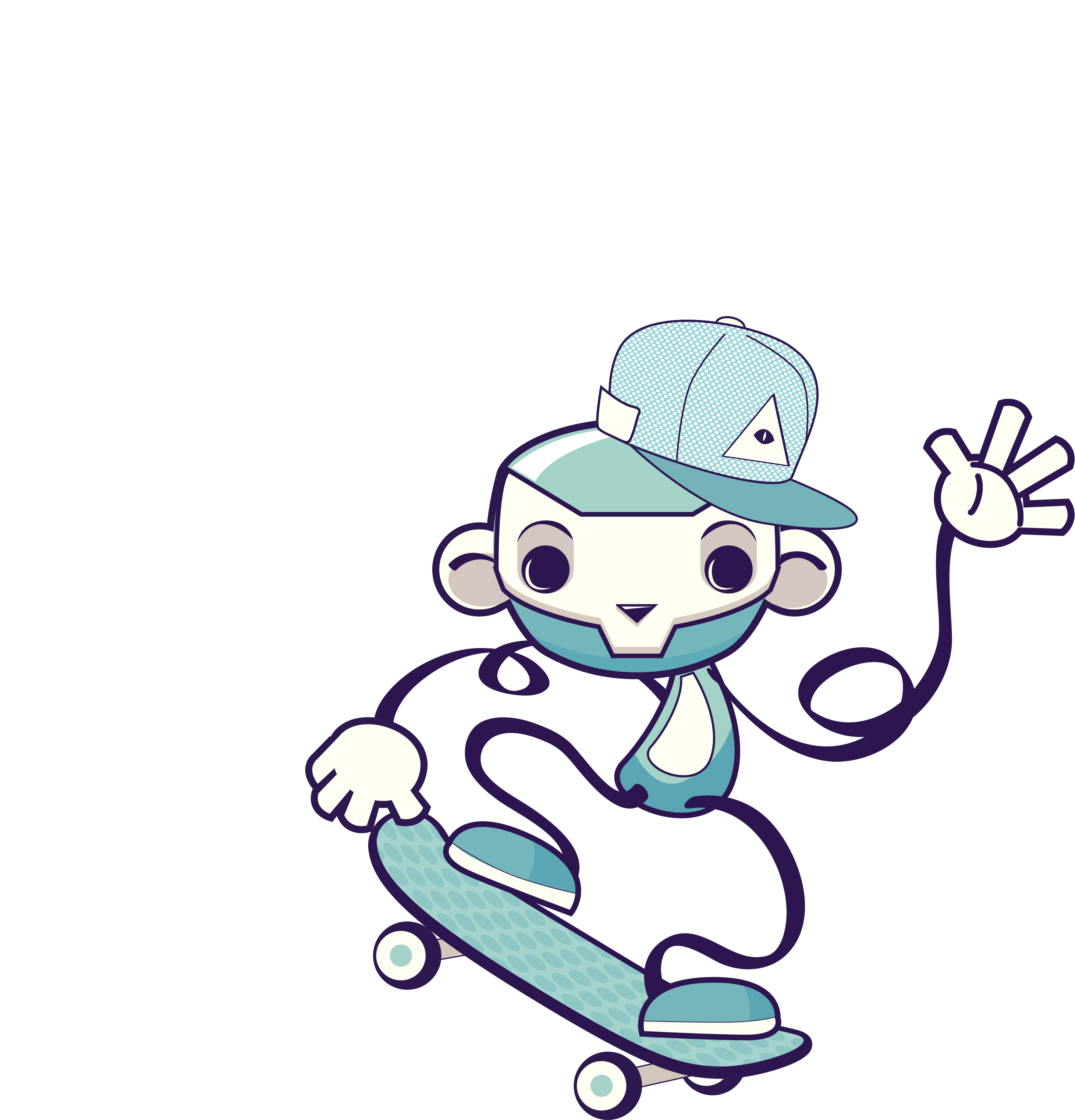 Vector Hand-drawn Cartoon Character Skateboard - Skateboarding (2922x3045)