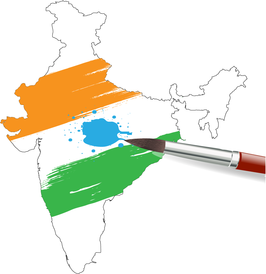 India Map Painting Clip Art - Map Of India (893x919)