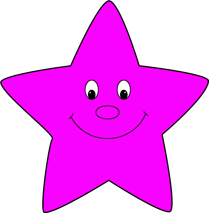 Stock Vector Pink Cartoon Star Clip - Smiley Face Purple (861x908)