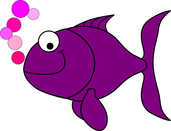 Purple Smiling Goldfish Clip Art At Clker - Red Fish Clip Art (600x460)