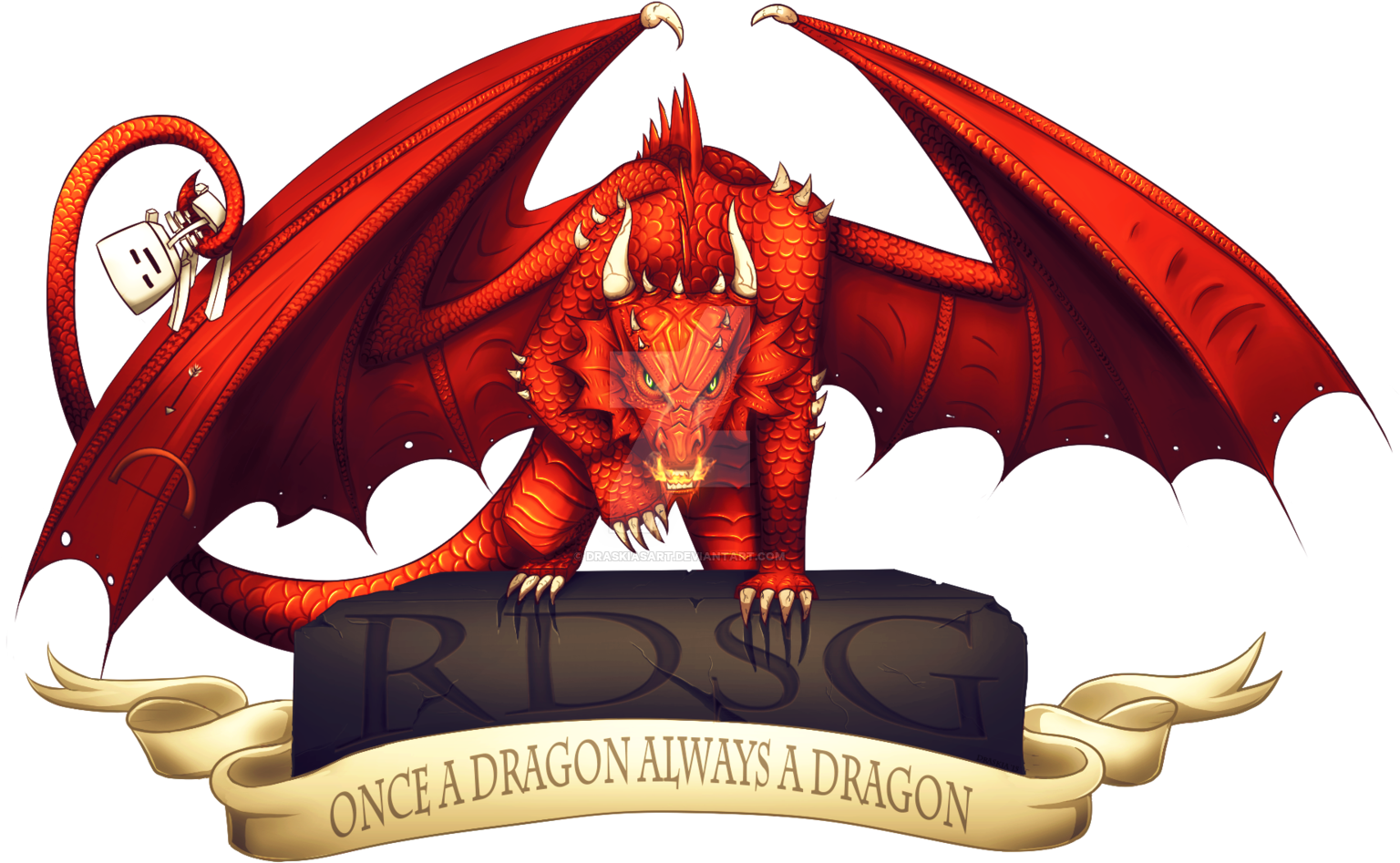 Red Dragon By Draskiasart Red Dragon By Draskiasart - Illustration (1600x1000)