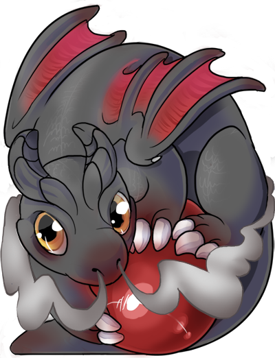 Black And Red Chibi Dragon Commission By Askingezio - Cartoon (400x522)