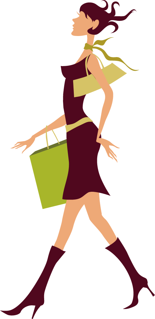 Shopping Bag Handbag Royalty-free Clip Art - Shopping Girl (502x1028)