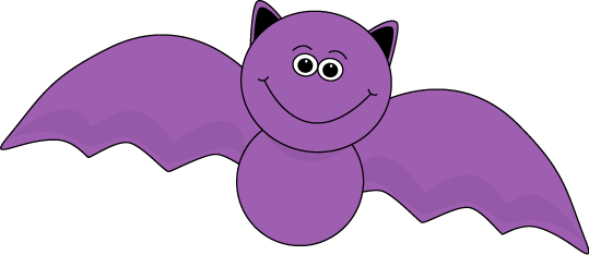 Purple Halloween Bat - Cute Halloween Bat Clipart (539x234)