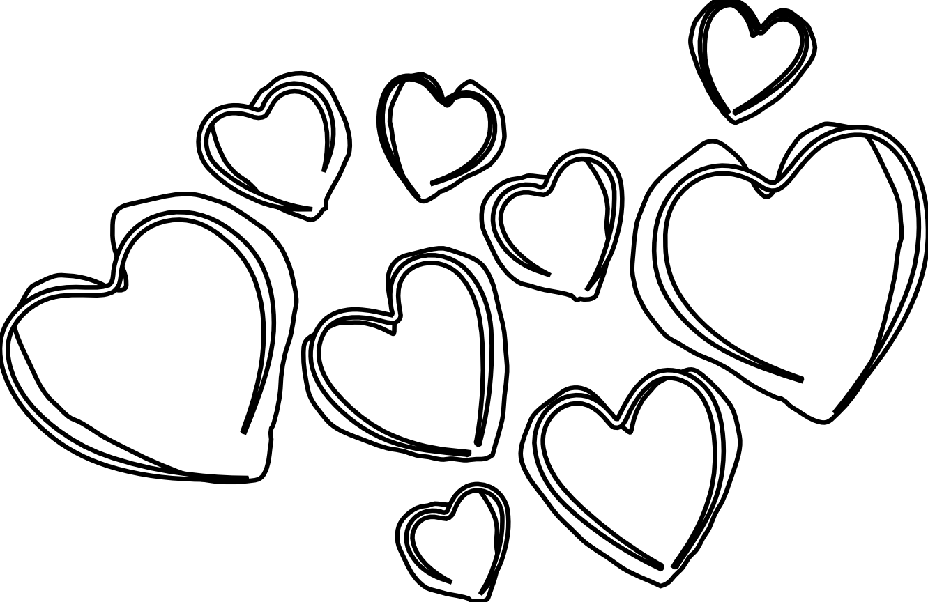 Heart Clipart Black And White - Valentines Day Clipart Black And White (1331x864)
