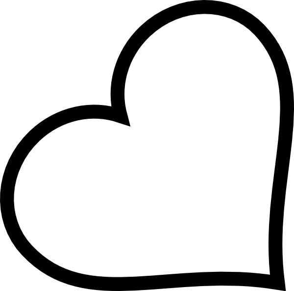 Free Illustration Red Heart Outline - Hearts In Black And White (600x593)