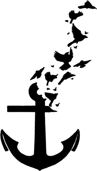 Birds With Dad Banner Heart Tattoo Design Photo - Tattoo Ancora Com Passaros (483x720)