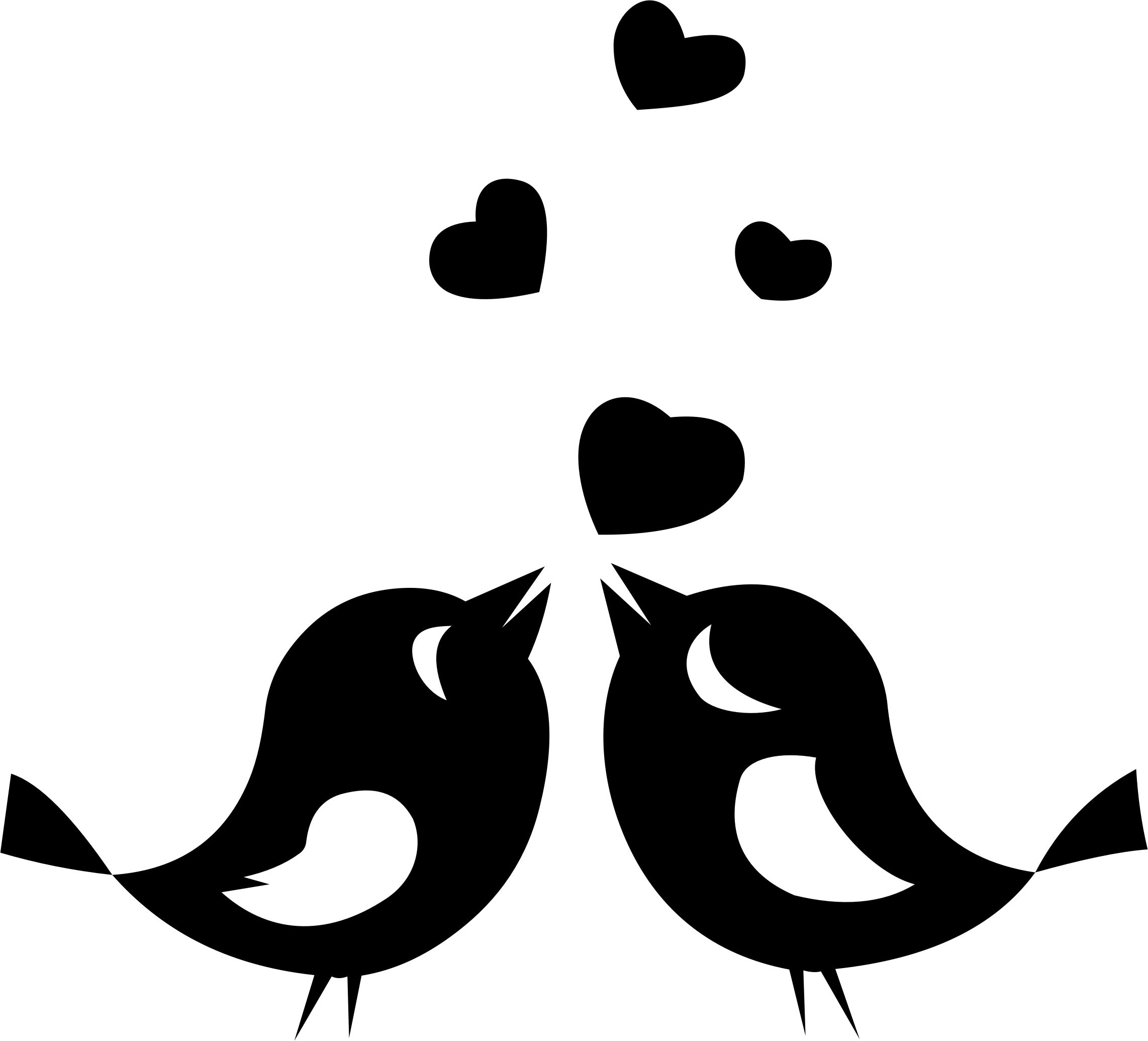 Love Birds Clipart - Love Birds Black And White (2284x2070)