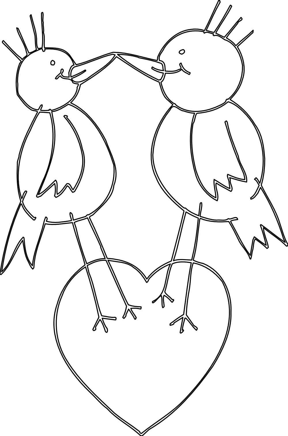 Love - Birds - Clipart - Black - And - White - Coloring Book (999x1511)