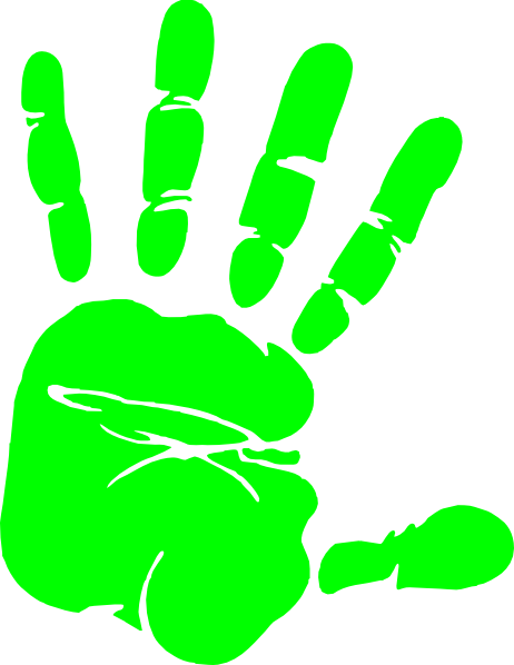 Lime Hand Print Clip Art At Clker - Hand Print Clip Art Black And White (462x598)
