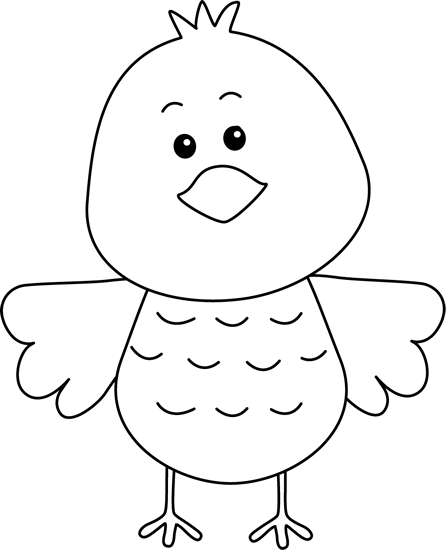 Cute Black And White Bird Clip Art - Clipart Of Bird Outline (446x550)