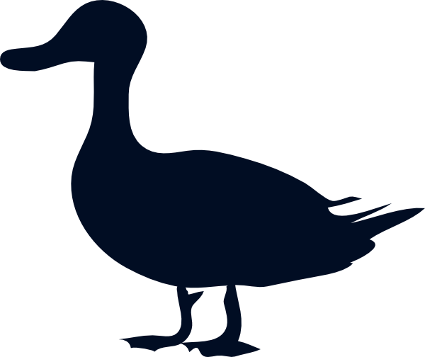 Duckling - Clipart - Black - And - White - Duck Silhouette (600x504)