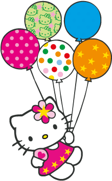 Hello Kitty Con Globitos Vector Logo - Hello Kitty With Balloons (400x400)