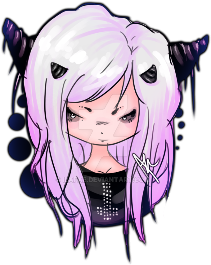 Unholy Demon Girl By Ilafae - Cartoon (800x896)