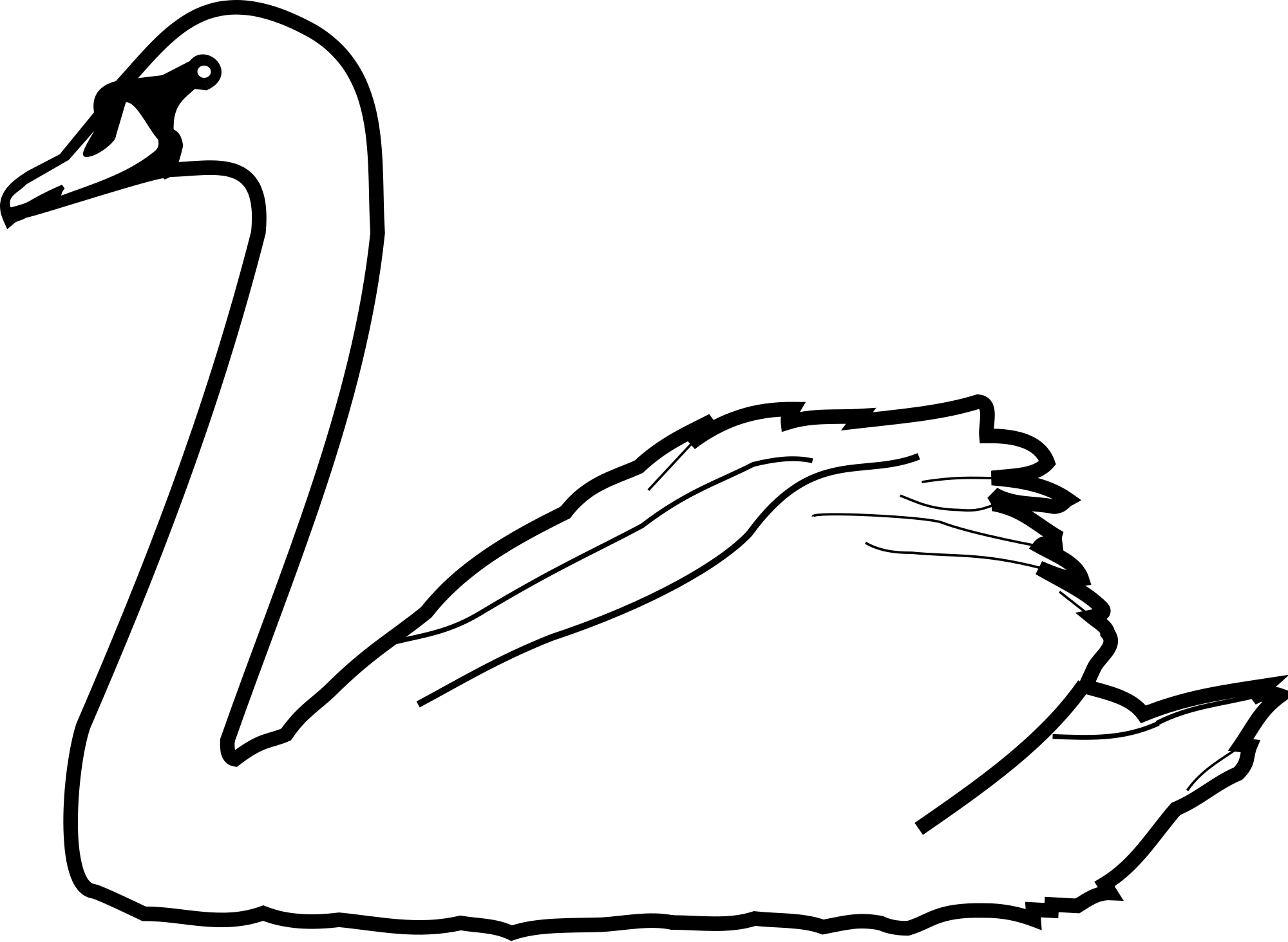 Swan Clipart Outline - Dessin De Cygne À Imprimer (2000x1464)