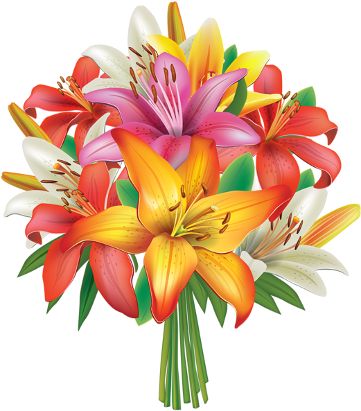 Flower Clipart Flower Bouquet - Bunch Of Flowers Clip Art (528x600)