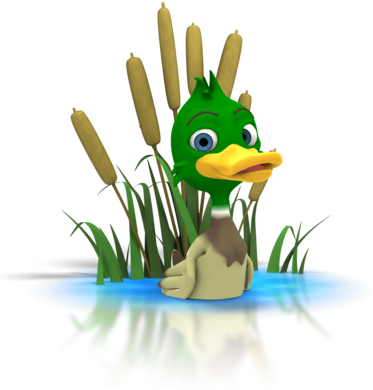 Dog And Bone, Mallard Duck Sitting In Pond - Pond Cartoon (400x400)