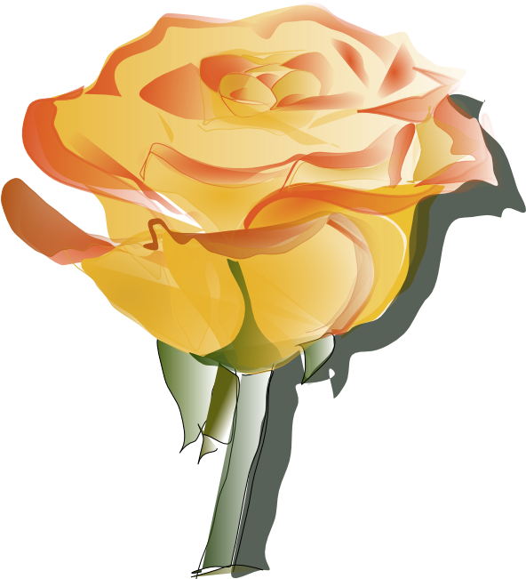 Orange Flower Clipart Animated Flower - Yellow Rose Tattoo Designs (605x650)