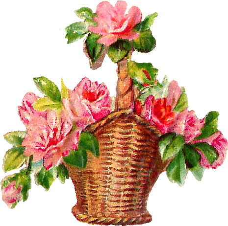 Pink Flower Clipart Flower Basket - Flowers In Basket Png (547x524)