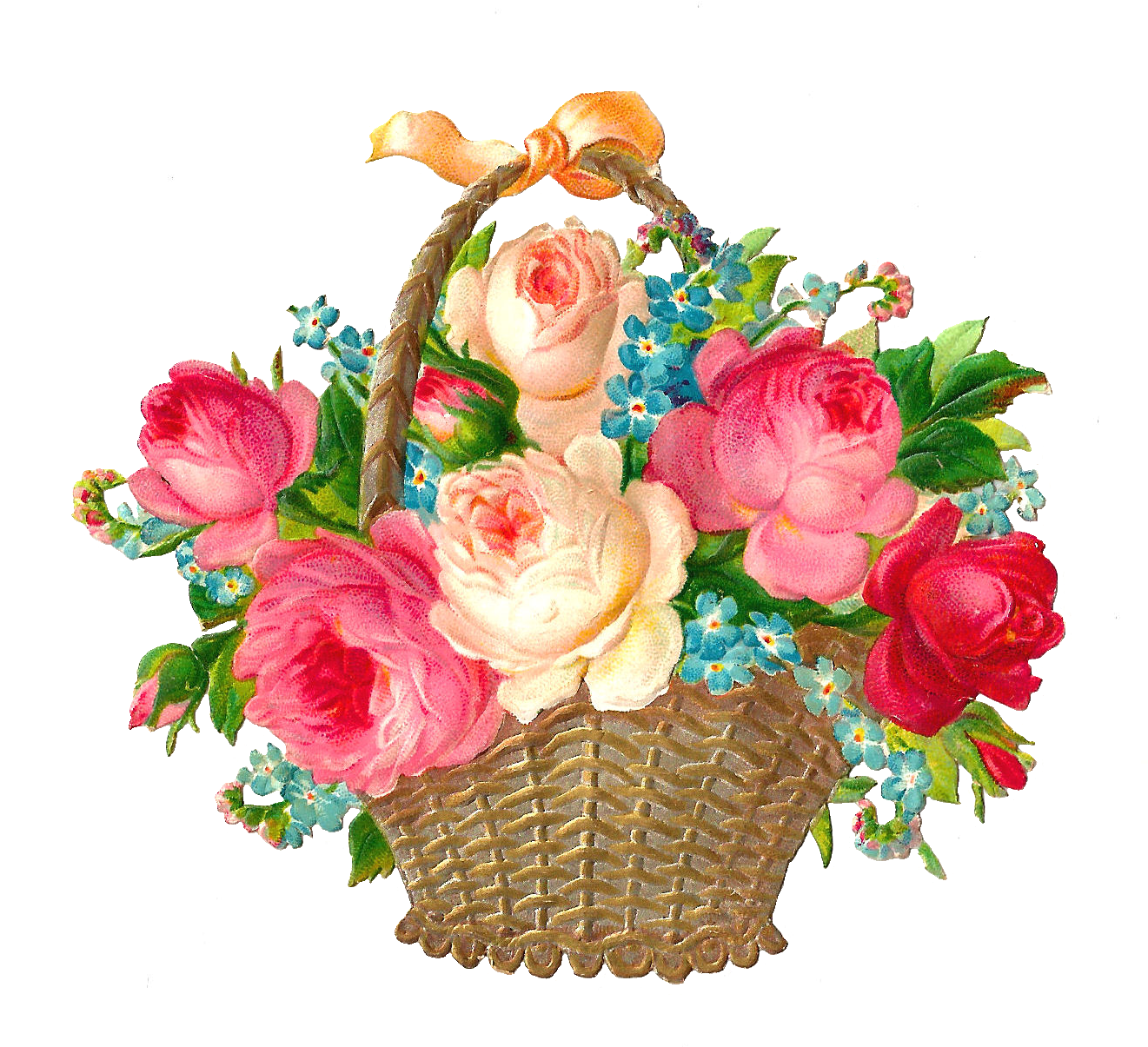 Gift Clipart Flower Basket - Flower Basket Clip Art (1327x1285)