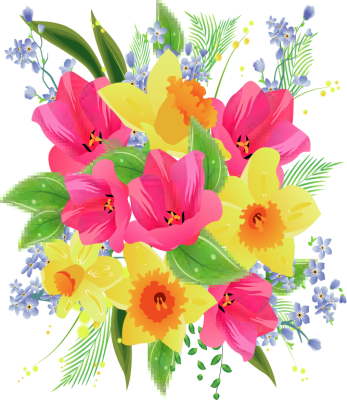 Beautiful Clipart Flower Bouquet - Bunch Of Flowers Clip Art (347x400)