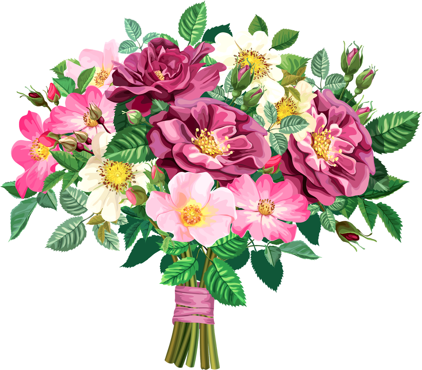 Clipart Flower Bouquet Clipground Of - Flower Bouquet Clip Art (1600x1363)