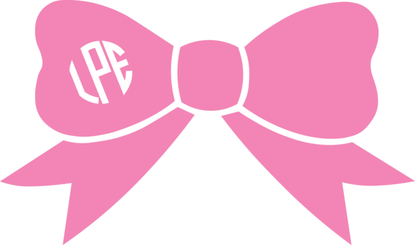 Cheerleading Hair Bow Monogram Vinyl Decal - Bow Silhouette (600x354)