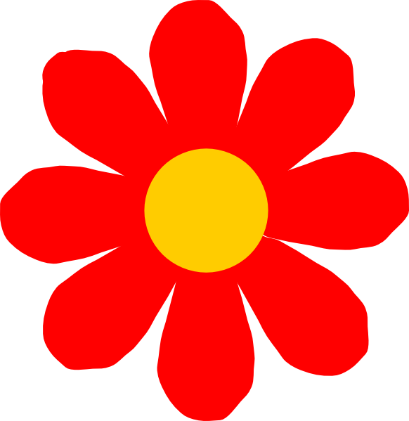 Red Flower Clipart Wreath - Red Flowers Clip Art (582x599)