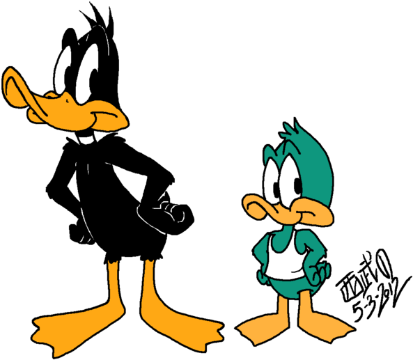 Daffy And Plucky By Tuxedomoroboshi - Daffy Duck And Plucky Duck (600x524)